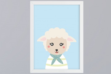 Schaf mit Halstuch ♡ DIN A4  Kunstdruck ohne Rahmen 