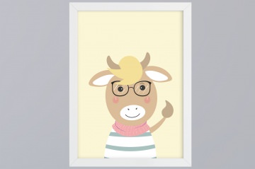 Kuh mit Brille  ♡ DIN A4  Kunstdruck ohne Rahmen 