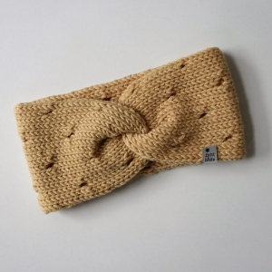  Stirnband Modell CARO double PRIMROSE  zartes gelb Wolle von zimtblüte handgestrickt kaufen   - Handarbeit kaufen