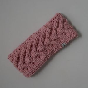 Stirnband EFFI merino rosè Beerenfarbe von zimtblüte handgestrickt   - Handarbeit kaufen