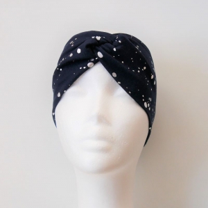 Turban Stirnband GLITZER dunkelblau Bandeau von zimtblüte Handarbeit  - Handarbeit kaufen