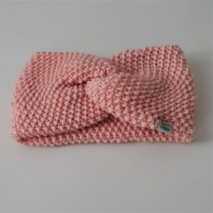 Rosèfarbenes Stirnband PEARL aus Wolle  von zimtblüte handgestrickt NEU 