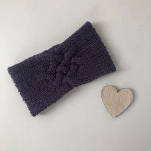 Stirnband ZOE  dunkles violett Handarbeit  aus Wolle von zimtblüte   - Handarbeit kaufen