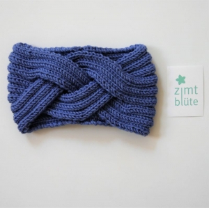 Stirnband JULE kobaltblau extrabreit für Frauen handgestrickt von zimtblüte - Handarbeit kaufen