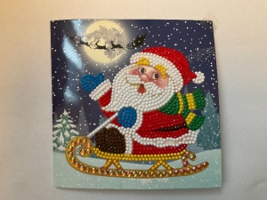 Weihnachtskarte, Schlittenfahrt, handgefertigt, 15x15 cm, aufklappbar