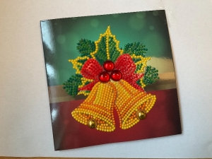 Weihnachtskarte, Glöckchen, handgefertigt,  15x15 cm, aufklappbar