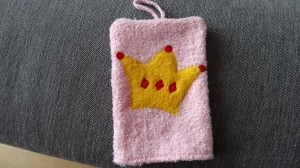 rosa Waschhandschuh -Krone- für die kleine Prinzessin  - Handarbeit kaufen