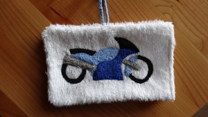 Waschhandschuh blaues Motorrad für Kinder (Waschlappen)
