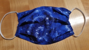 blau gemusterte Gesichtsmaske, einlagig aus Baumwolle  - Handarbeit kaufen