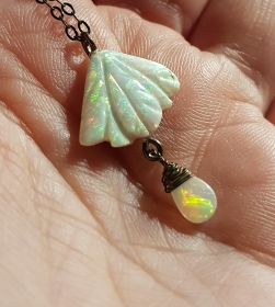☆Weißer Opal -Kette mit Silber☆ 925, Geschenk für Sie, Edelstein, Anhänger, Tropfen, Anhänger, Patina, geschwärzt, Vintage, äthiopischer, ethiopian, weißer 2535.181203.200241_20181203_210556