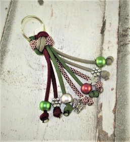 Schlüsselanhänger aus Paracord Anhänger Band für Schlüssel mit Schlüsselring rot grün Taschenbaumler Taschenanhänger für Frauen - Handarbeit kaufen