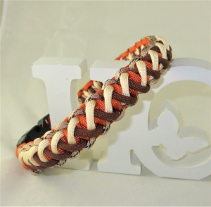 Halsband Crossover Colours orange/braun Paracordhalsband geflochten Flechthalsband Hundehalsband Paracord mit Klickverschluss Metallverschluss wahlweise Zugstopp  - Handarbeit kaufen