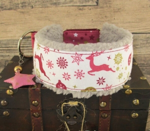 Windhundhalsband Weihnachtszauber Halsband Hundehalsband Weihnachtshalsband Windhund weich gepolstert mit Zugstoppverschluss