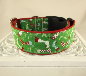 Hundehalsband Nikoausstiefelchen Halsband Weihnachtshalsband Hund verstellbar mit Klickverschluss Kunststoff oder Alu Klickverschluss  