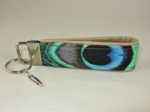 Schlüsselanhänger Pfauenauge Anhänger für Schlüssel Nylonband Schlüsselband mit Schlüsselring unterlegt mit Kunstleder für Kinder, Männer oder Frauen   - Handarbeit kaufen