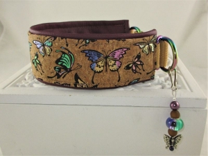 Windhundhalsband Rainbow Butterfly Hundehalsband Galgo Podenco Whippet mit Zugstopp Verschluss und Schmuckanhänger  - Handarbeit kaufen