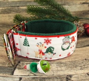 Windhundhalsband Weihnachtswichtel Halsband Hundehalsband Windhund Weihnachten weich gepolstert mit Zugstoppverschluss