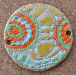 17-128  Zaunknopf ausgefallener bunter Zaunschmuck  von Keramik-Kreativ