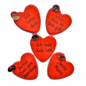 Glücksbringer, Dekoherz, Glücksherz, in rot ca. 6,5 cm, Handschmeichler, Geschenke, Tischdeko Hochzeitsgeschenke Muttertag
