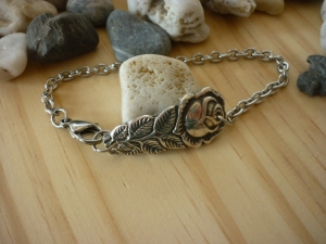 Handgearbeitetes Armband mit einer Rose / Besteckschmuck / Schmuck aus einem Stück einer alten Kuchengabel 2579.190330.212250_p1190710