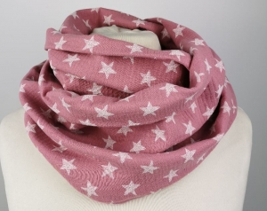 Musselin Loop Schal in rosa mit Sternen Handmade ☆ kostenloser Versand ☆