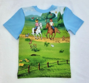 Mädchen T-Shirt, Bibi&Tina hoch zu Pferde! - Handarbeit kaufen