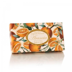 Geschenkpackung mit 3 handgearbeiteten Bio-Orangenduftseifen aus der Toscana, 3 x 125 Gr. in stilvoller Schachtel