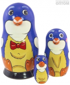 Handgearbeitete Tier-Matroschka Motiv Pinguin, 3-er-Set, aus Holz, Unikat, # VT 15 - Handarbeit kaufen