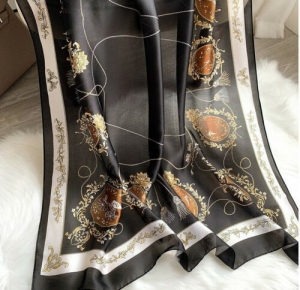Damen Seidentuch/Schal/Hals-Kopftuch/Stola aus Usbekistan, schwarz, 180 x 90 cm   - Handarbeit kaufen