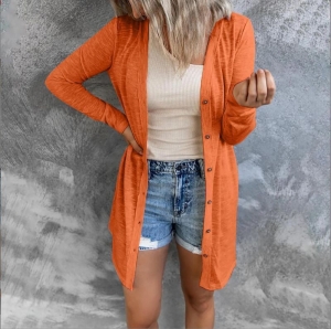 Damen-Sommer-Cardigan/Longarm Sweater, Größe 38/40, Farbe orange, # CARD 49   - Handarbeit kaufen
