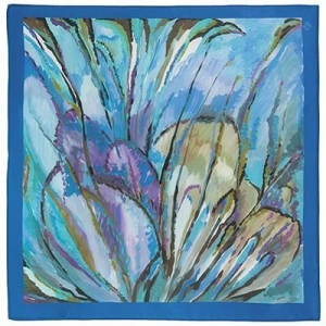 Original-Pavlovo-Schal, Seide, Atelier Pavlov Posad, 65x65 cm, Künstlerin Valeria Fadeeva, # PM 1004-13 blau Bolero - Handarbeit kaufen
