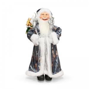 Weihnachtsmann / Santa Claus mit graublauem Pelzmantel, handgearbeitet, neu, 45 cm,  P 110 - Handarbeit kaufen