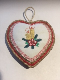 Weihnachtsbaum-Dekor Herz,mit Kerze, Aufhänger, aus Stoff, Handarbeit, HU 002 - Handarbeit kaufen