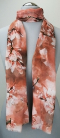 Leichter Damen-Schal, neu, 170 x 50 cm, rostfarben mit Blumenmuster, # 2232  - Handarbeit kaufen
