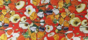 Leichter Damen-Schal, neu, 170 x 50 cm, rot, mit Blumenmuster, # 2232   - Handarbeit kaufen