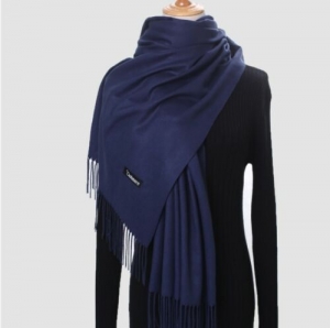 Damen-Sommer-Kaschmir-Schal mit Seide, 200 x 70 cm, dunkelblau, neu  - Handarbeit kaufen