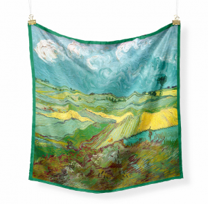 Damen Sommer-Seidentuch/Schal/Hals-Kopftuch, grün-gelb, 53 x 53 cm, # IKA 104