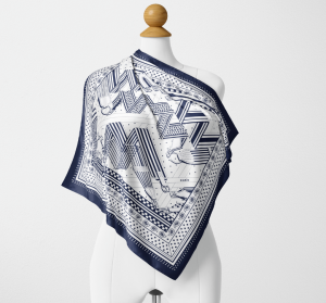 Damen Sommer-Seidentuch/Schal/Hals-Kopftuch, bunt-weiß, 53 x 53 cm, # IKA 101 - Handarbeit kaufen