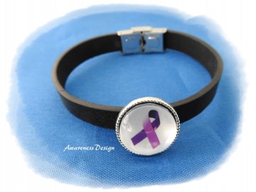 Armband mit Cabochon-Schiebeperle lila Schleife ♡ Kunstlederarmband Epilepsie Lupus Rett-Syndrom Darmerkrankung