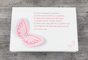 3D-Klappkarte EngelsFlügel1 rosa von ZWEIFARBIG Grußkarte Geburt Glückwünsche Geburtskarte Taufe Glückwunschkarte 3D-Karte