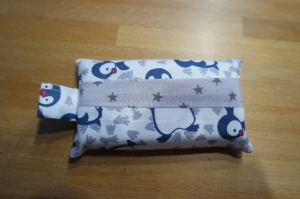 Taschentüchertasche Pinguin TATÜTA Handmade Mitbringsel Blau    - Handarbeit kaufen