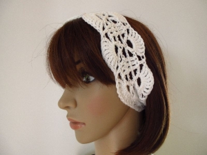 Haarband aus elastischer Baumwolle, Stirnband, Haarschmuck, gehäkelt - Handarbeit kaufen