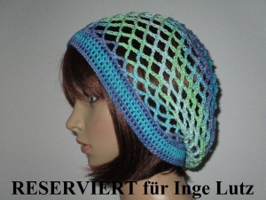 RESERVIERT für I. Lutz: Mütze, Beanie, Sommer-Mütze mit schönem Farbverlauf, aus Baumwolle