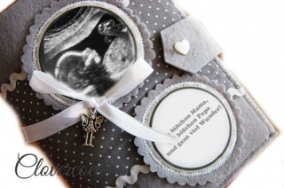 Mutterpasshülle Ultraschallbild Baby Mutterpass Hülle grau  - Handarbeit kaufen