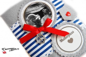 Mutterpass Hülle Ultraschallbild Baby Mutterpasshülle blau rot Mama Mukipass   - Handarbeit kaufen