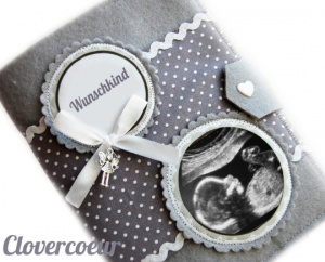 Mutterpasshülle Herz Mutterpass Hülle Mutterkindpass Ultraschallbild Baby  - Handarbeit kaufen