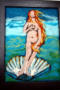 Handgefilztes Bild, die Geburt der Venus mit Rahmen - Handarbeit kaufen