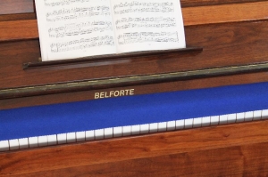 Klavierläufer Tastenläufer Tastaturabdeckung für Klavier Tastendecke 100% reine Schurwolle Blau ohne Bestickung  