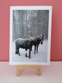 Grußkarte Pferde Schneegestöber Weihnachten