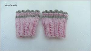 Babypulswärmer, Babyhandstulpen aus Wolle (Merino), rosa, handgestrick 